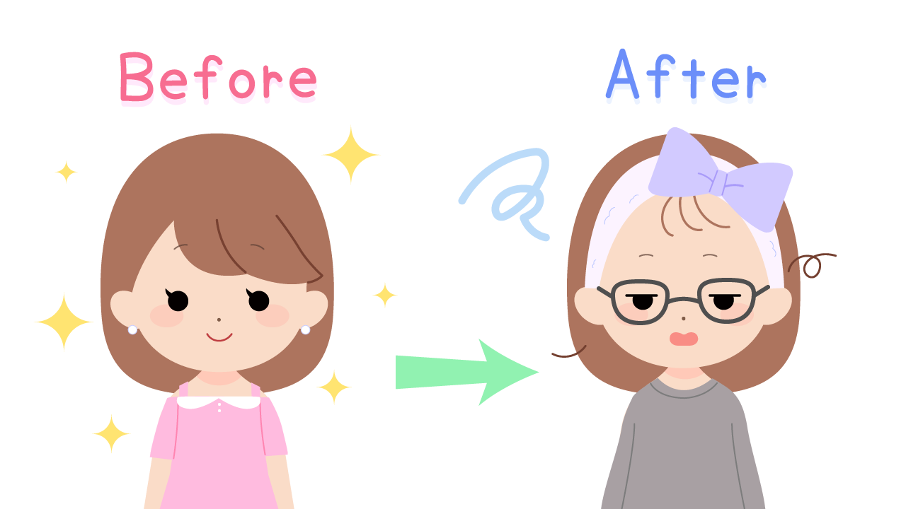 Before→Afterの女の子